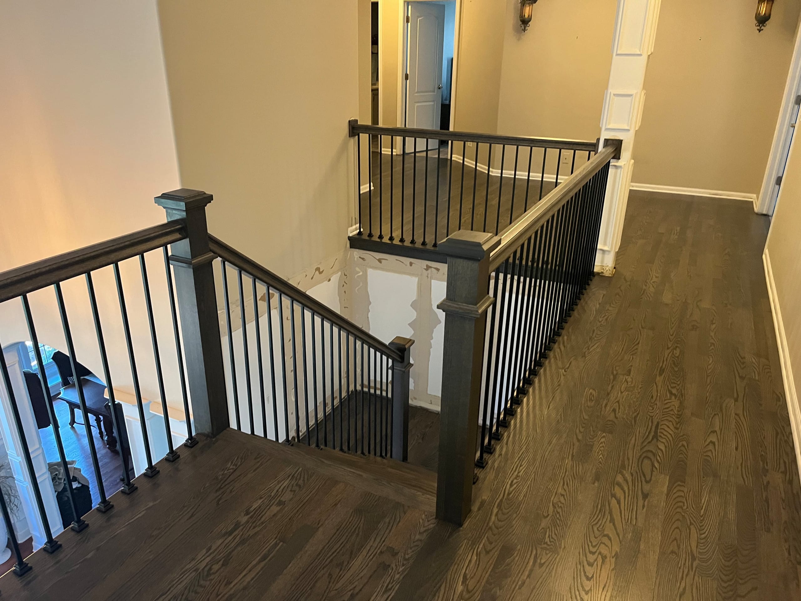 Completed hardwood flooring project