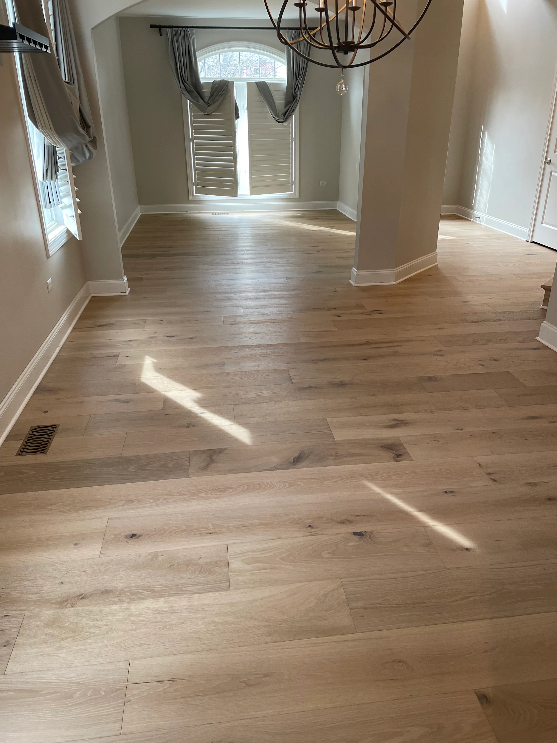 Hardwood floor prepared for buff and coat maintenance